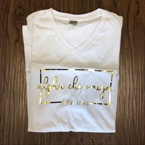 Alpha Chi Omega - white v-neck